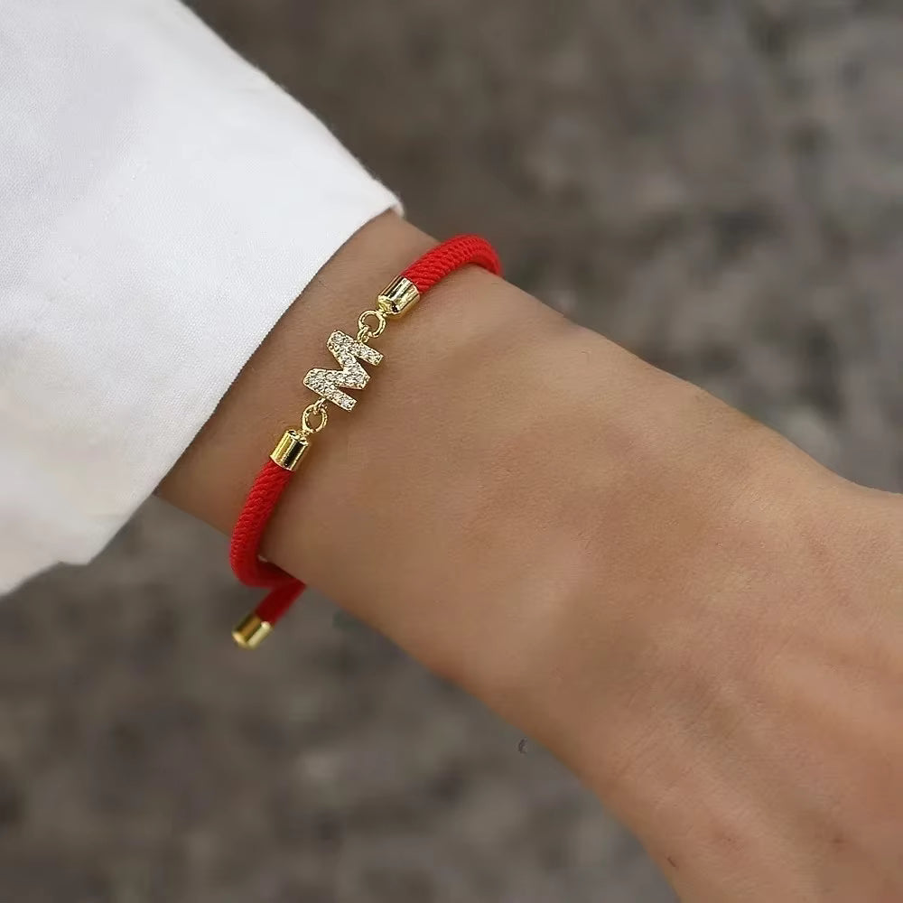 Initial Heart Charm Letter Bracelet